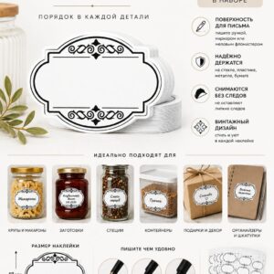 Наклейки без надписей для специй и сыпучих продуктов на банки, набор 100 шт